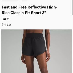 LIKE NEW fast and free reflective high rise classic fit shorts 3”